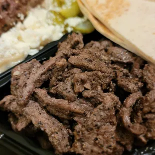 Close up beef shawarma.