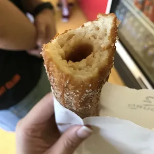 Churro filled with dulce de leche. Not freshly made, it was cold and soft