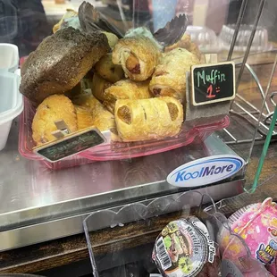 a variety of pastries on display