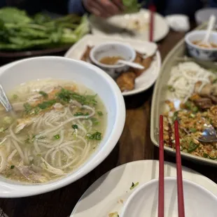Laos noodle, quail, Champa Sampler