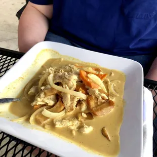 Chicken Yellow Curry  coconut milk ,potatoes, sweet potatoes &amp; onions