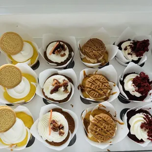 Variety Dozen: lemon, Carrot, red velvet, Biscoff cookies Cupcakes