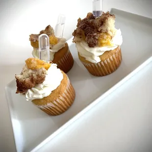 Peach Cobbler Cupcakes Infused with Peach Ciroc.