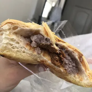 Inside taro and pork floss