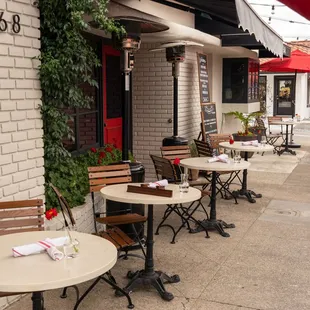 tables and umbrellas