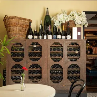 wine bottles on display