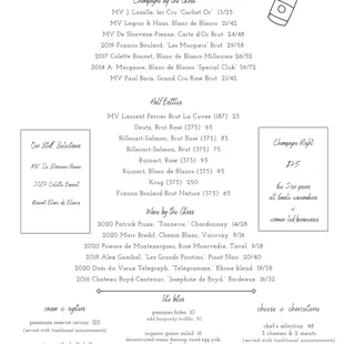 Champagne Bar Menu