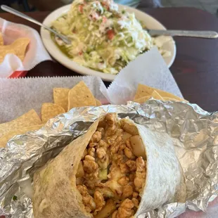 Meet the champion burrito stuff with chicken and shrimp potatoes