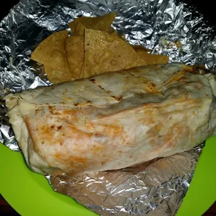 Special #7. 12" tortilla shell, steak, pork, Spanish rice, jalapeños, fried potatoes, onions, cheese and sour cream