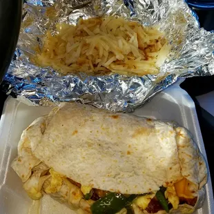 Breakfast burrito to big to close today, 5$