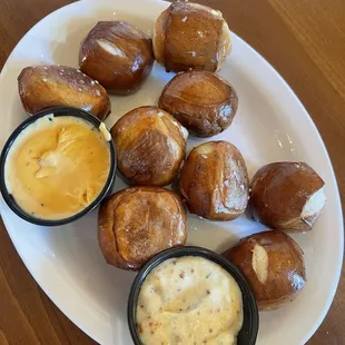 Pretzel bites with dips