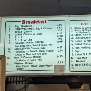 Menu as of 5/2024