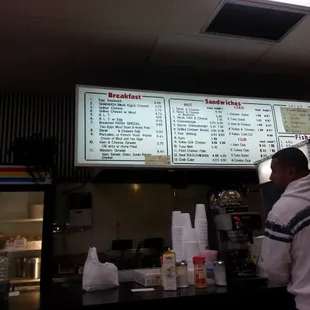 Menu board and coffee area