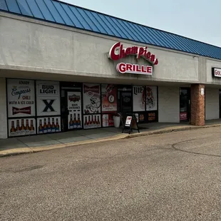 Outside the restaurant