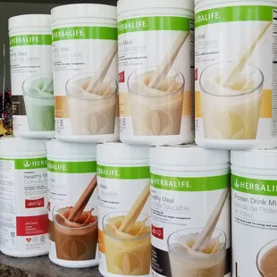 a variety of protein shakes