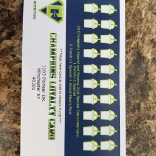 a business card for a restaurant