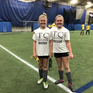 Vera and Adrianna enjoy playing in the indoor soccer winter leagues at Champions Sports!