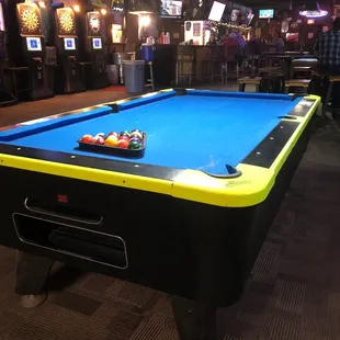 a pool table in a pub