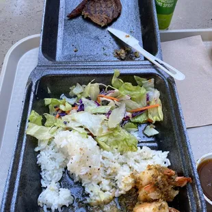 ..half steak N half shrimp..