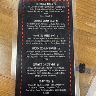 Specials menu