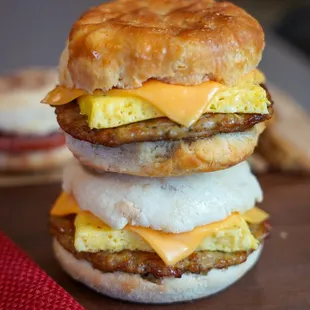 a close up of a biscuit sandwich