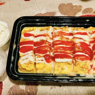 Rolled Omelette with Spam and Mozzarella