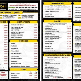 Our Newly Revised Menu as of 2024