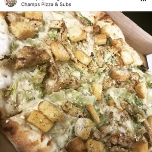 Chicken Cesar salad pizza