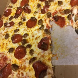Large pepperoni and sausage under $15