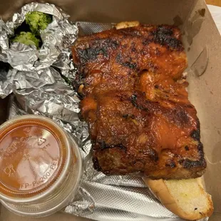 Rotisserie Rib Snack - St Louis style (they&apos;re baked at the end with a baked taste- initial bite IS BBQ, but definitely baked after)