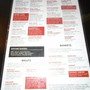 Front of the menu.