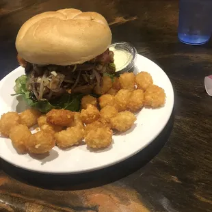 Champs Burger and tots