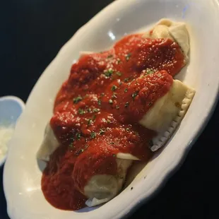 Handmade cheese filled raviolis