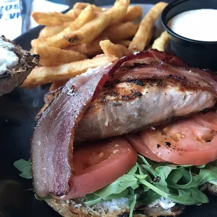 Gone fishin (salmon sandwich &amp; fries)