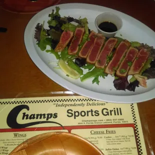 Seared ahi tuna.