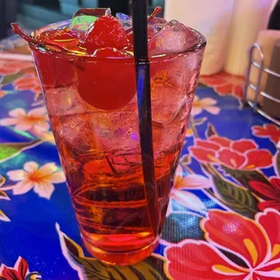 Dirty Shirley temple with extra cherries