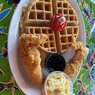 Waffle and chicken fingers