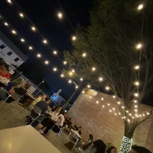 Nice outdoor seating and lighting