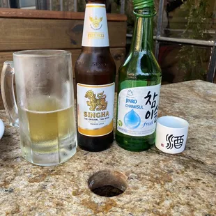Soju and Thai beer but they didn't even have soju glasses - they gave me sake glasses