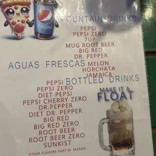 Drink menu