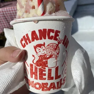 a hand holding a cup of ice cream