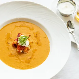 a bowl of soup on a table