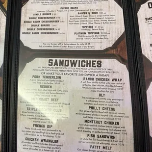 Middle part of menu