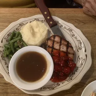 The king of the night was the grilled smoked pork chop with cranberries sauce on top, I wish I had room to eat two
