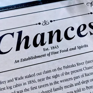 a close up of a menu for a restaurant