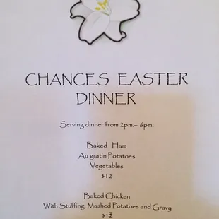 Easter Sunday Dinner at Chances