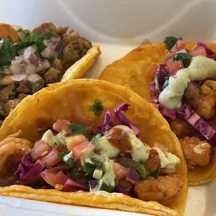 Street taco and shrimp tacos
