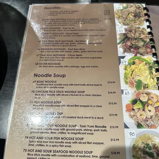 Noodles menu