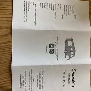 Takeout menu.