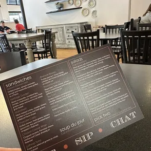 the menu for the restaurant